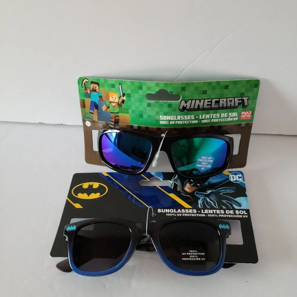 MINECRAFT & BATMAN TODDLER BOY'S SUNGLASSES- 2 PAIR BUNDLE -NWT
